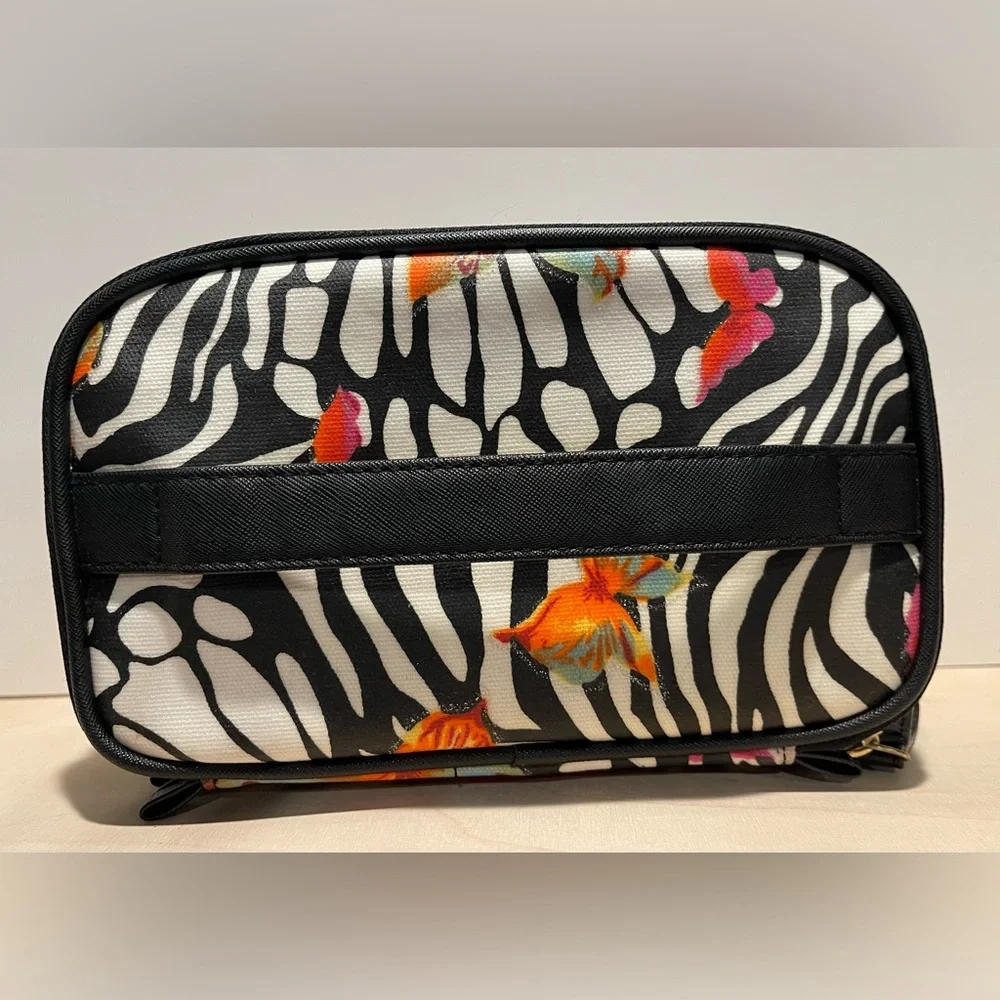 Jessica McClintock Zebra Print Train Case Cosmetic Bag